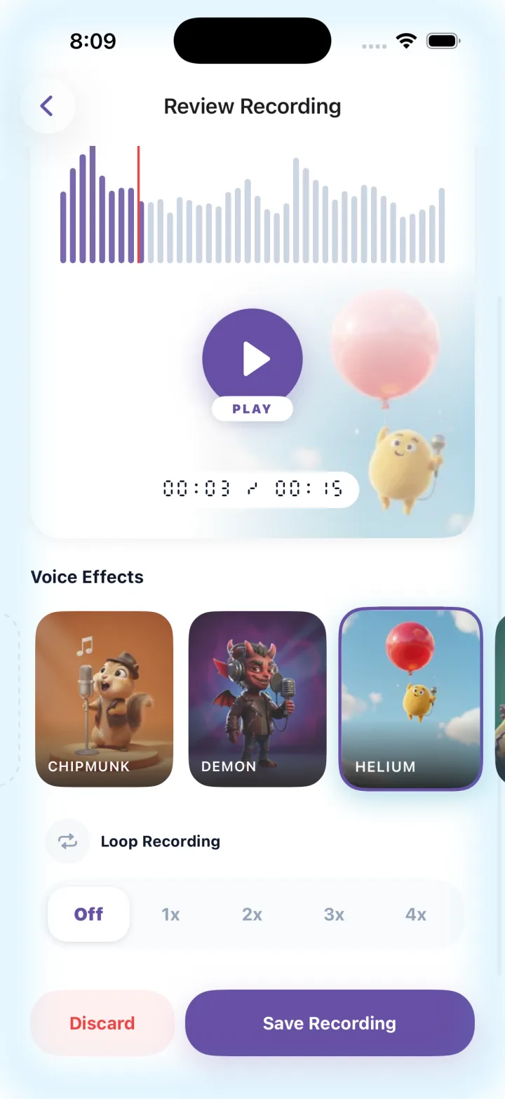 Reverse Audio with the helium voice effect
